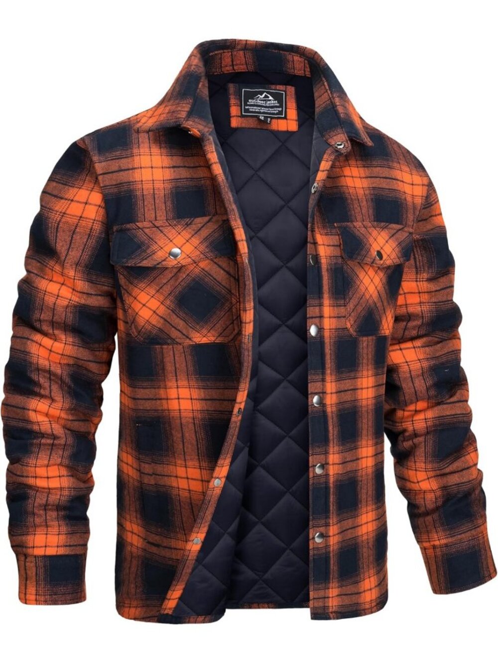 Warm Quilted Lined Men's Flannel Shirt Jacket - Long Sleeve Winter Coat